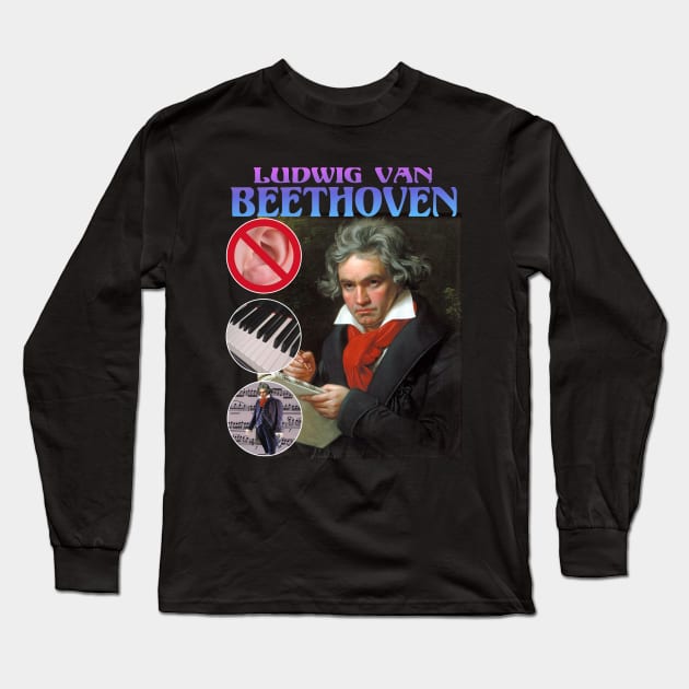 BEETHOVEN RAP TEE Ludwig Van Beethoven Cool Vintage Retro 90's Graphic Band T-Shirt Long Sleeve T-Shirt by blueversion